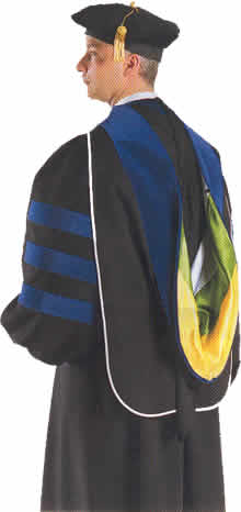 Academic regalia hoods. Doctoral & PhD hoods to wear with cap gown.